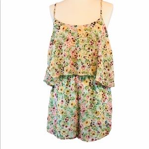 Poetry Strappy Romper Shorts Floral Ruffle Size M - image 1